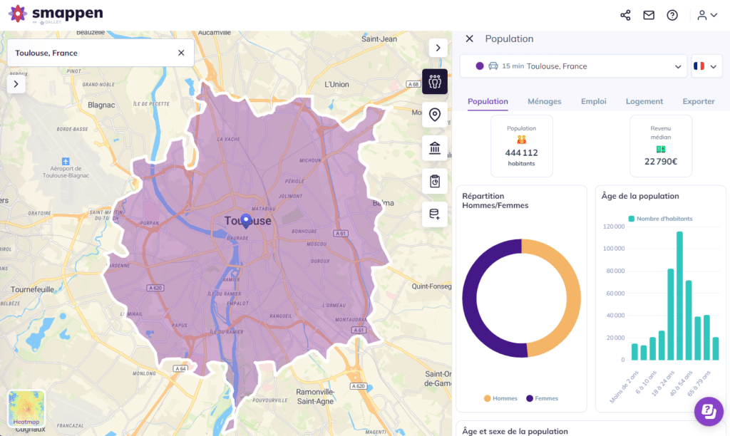 Isochrone Définition Application pour une zone de chalandise smappen